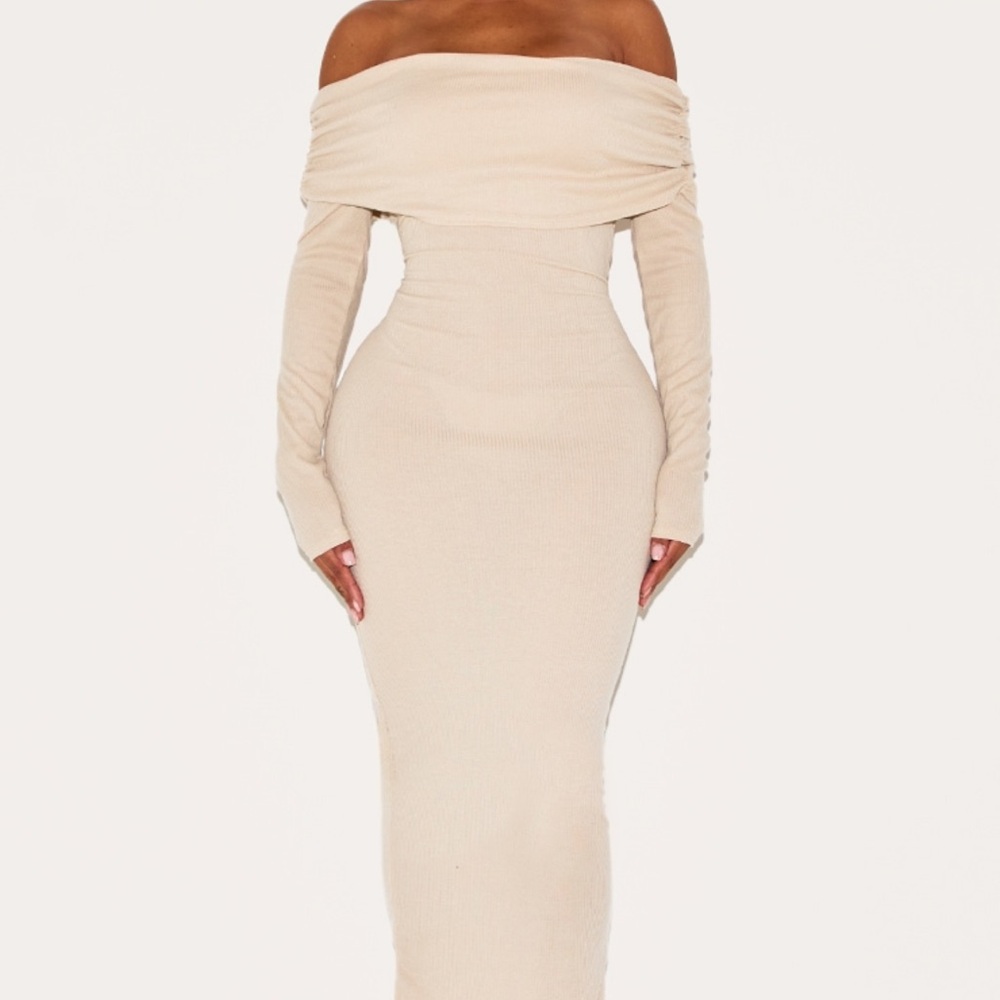 Elegant Cream Off-Shoulder Dress